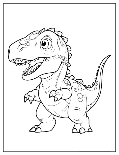 Kawaii Allosaurus Coloring Page For Kids