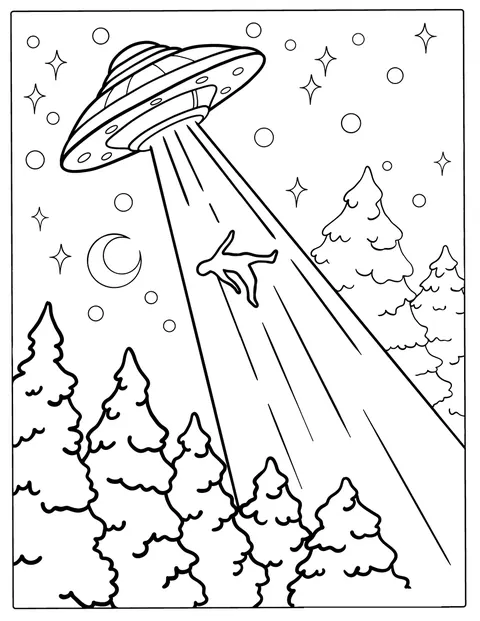 Alien UFO Abducting a Human To Color