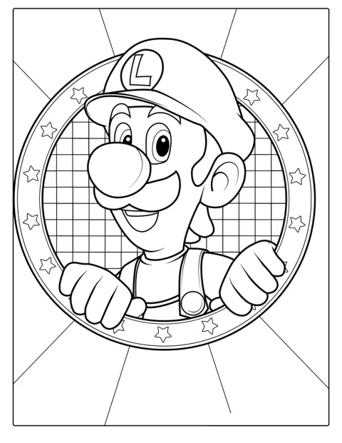 Luigi vidáman mosolyog, az arca tölti ki a képet.