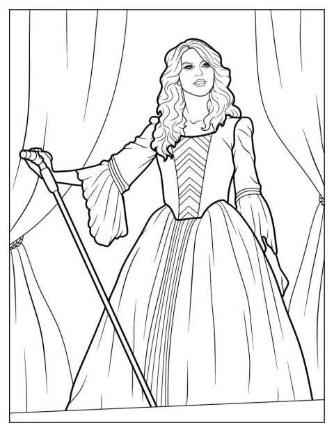 Coloring Page Of Taylor Swift In Fearless Tour