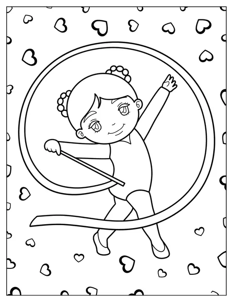Gymnastics Coloring Page Of Cute Cartoon Rhythmic Gymnast
