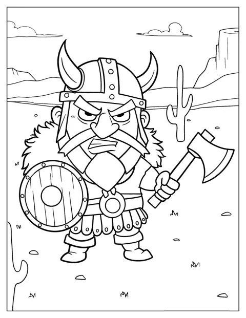Pieni chibi-viikinki näyttää vihaiselta.
