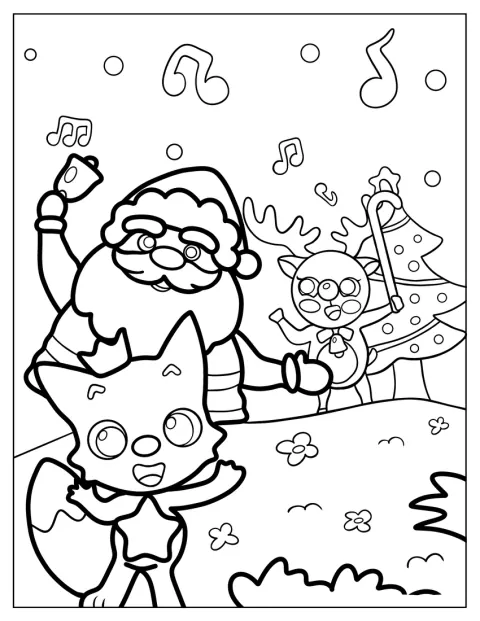 Julemanden og Pinkfong fejrer jul sammen.