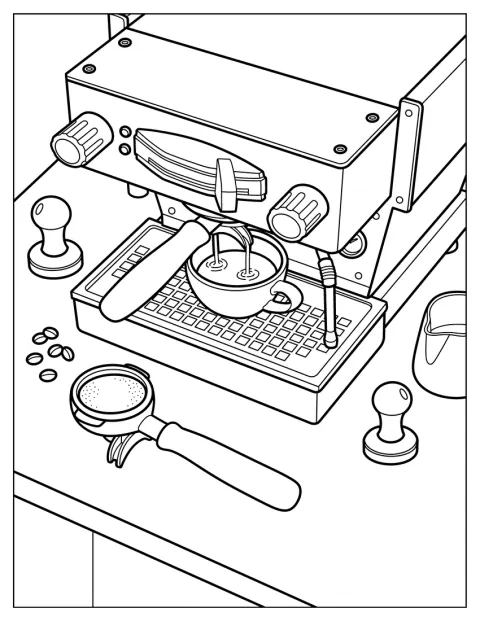 La máquina vierte espresso recién hecho en una taza.