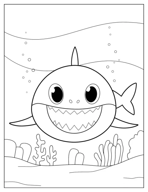 Daddy Shark hymyilee meressä.