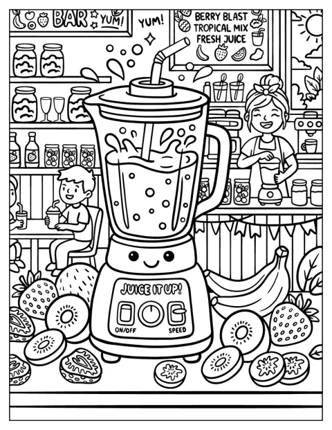 En mixer blandar frukt till en smoothie.