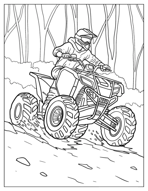 Un hombre recorre un camino de tierra al volante de su quad.