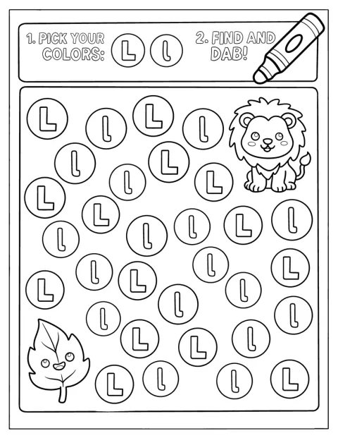 Una ficha invita a elegir colores para decorar la letra L.