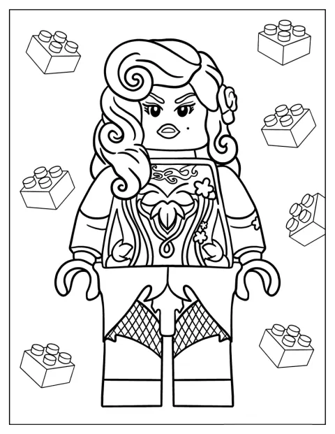Poison Ivy LEGO è raffigurata nella sua ambientazione di Gotham.