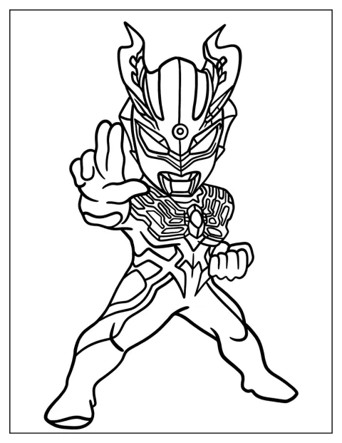 Chibi-Ultraman Zero står med et vennlig uttrykk.