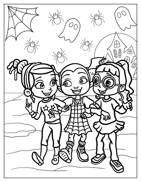 Vampirina camina junto a Bridget y Poppy.