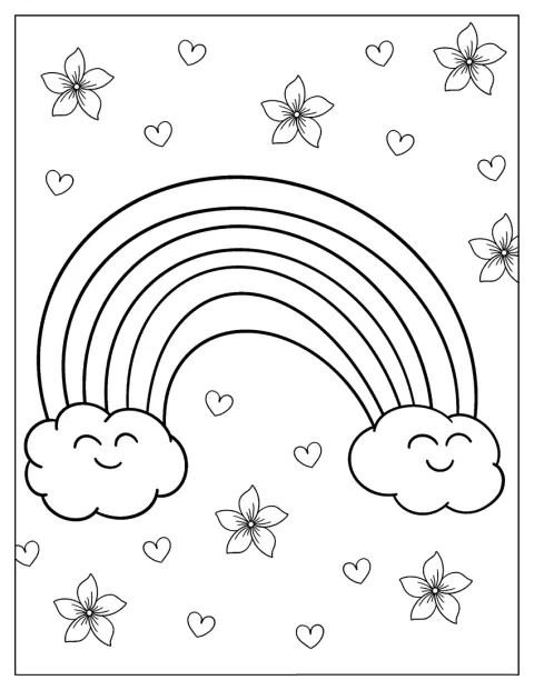 Beautiful Rainbow Coloring Sheet For Kids