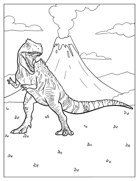 Gigantosaurus gapar och visar sina vassa tänder.