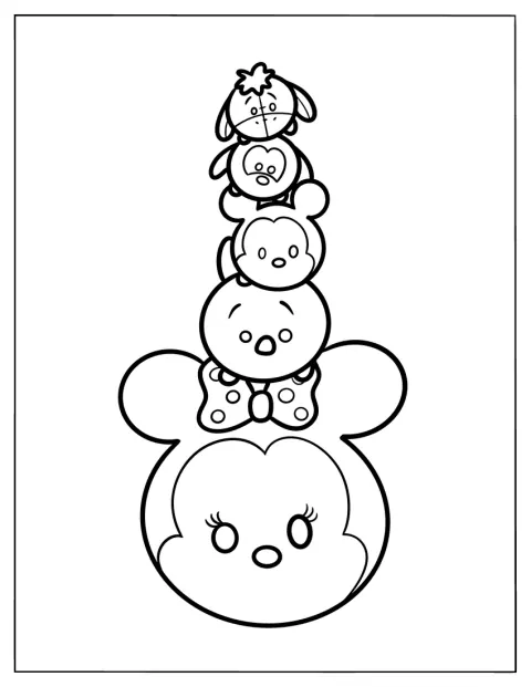 Disney Tsum Tsum-figurák magas tornyot alkotnak.