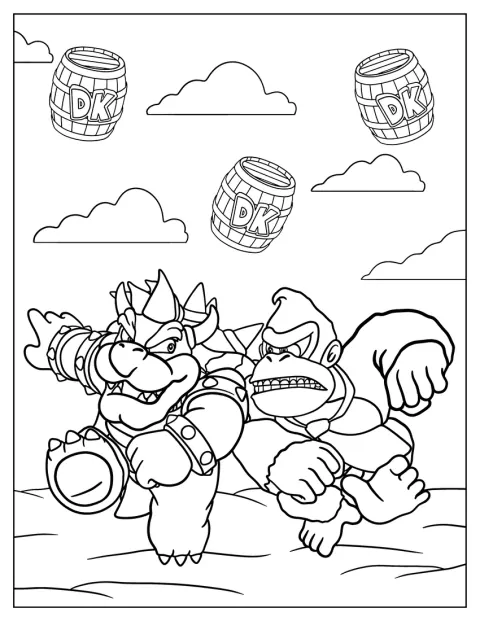 Bowser och Donkey Kong står sida vid sida.