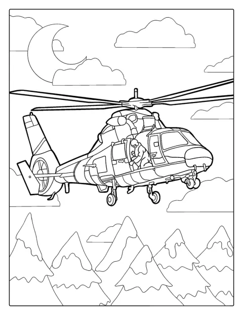 Un elicopter al Navy SEALs este prezentat cu rotorul și fuselajul vizibile.