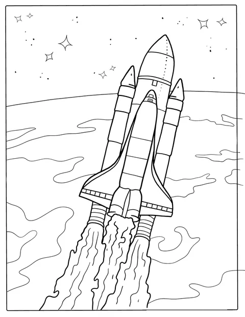 Eine NASA-Raumfähre kreist um die Erde.
