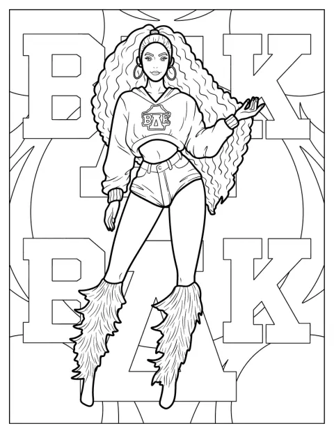 En tegneserieagtig illustration viser Beyoncé.