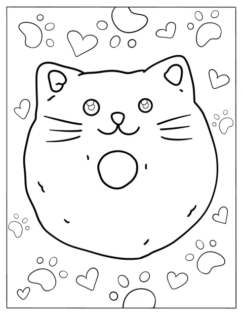 Um gato adorável está dentro de um donut.