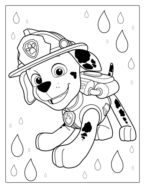 Marshall, de brandweerhond van PAW Patrol, staat klaar voor actie.