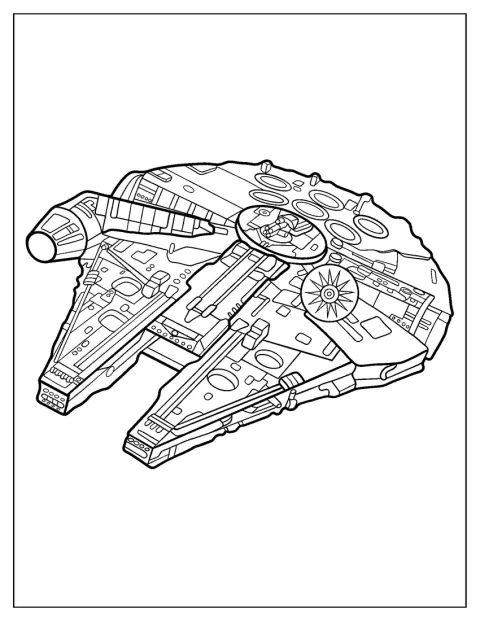Millennium Falcon från Star Wars visas som ett Lego-rymdskepp.