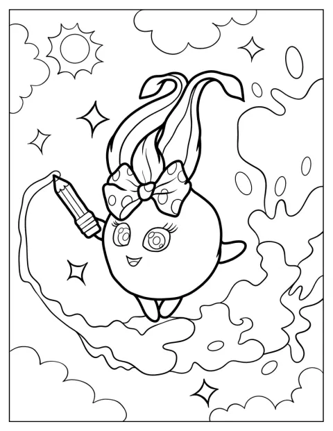 Shiny egy ceruzát tart a mancsában.