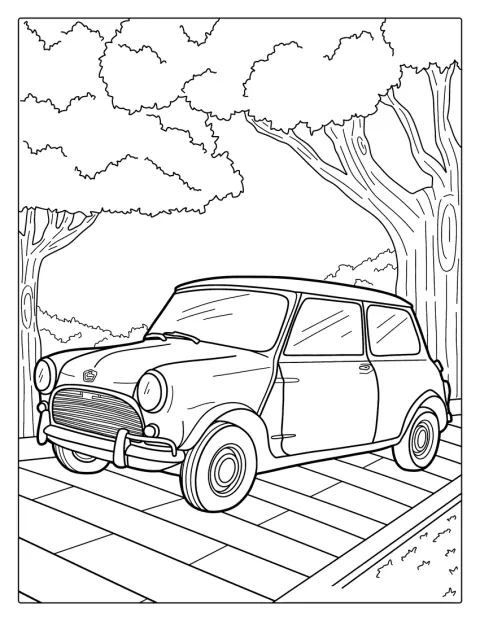 Un Mini Cooper compacto aparece de perfil.