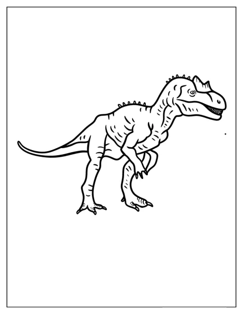 La silueta de un alosaurio muestra su perfil con trazos simples.