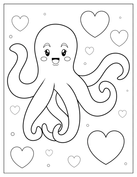 Un pulpo pequeño y sonrojado posa con una expresión dulce.
