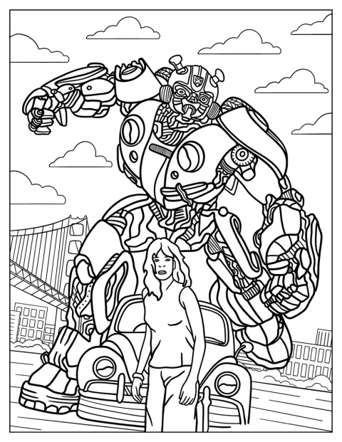 Bumblebee protege a Charlie Watson de cualquier peligro.