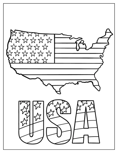北アメリカ大陸の形に、アメリカ国旗の星と縞模様が描かれています。