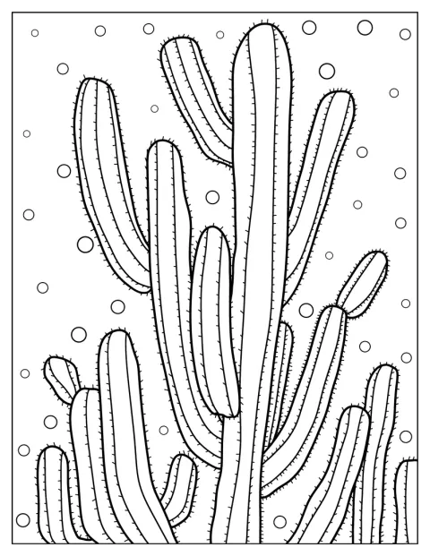 Un cactus realistico e spinoso cresce nel paesaggio desertico.