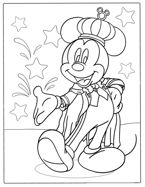 Mickey Mouse er klædt ud som en konge.