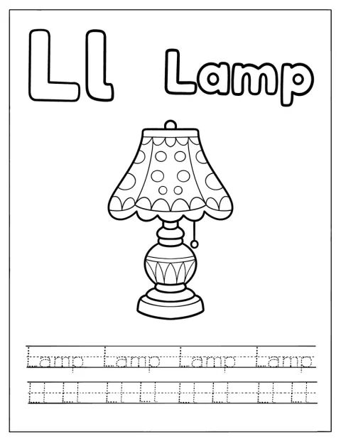 A lámpa az L betű mellett látható, amelyet át lehet követni.