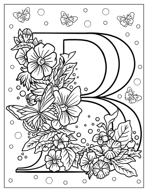 Blomster pynter den formelle, store bokstaven B.