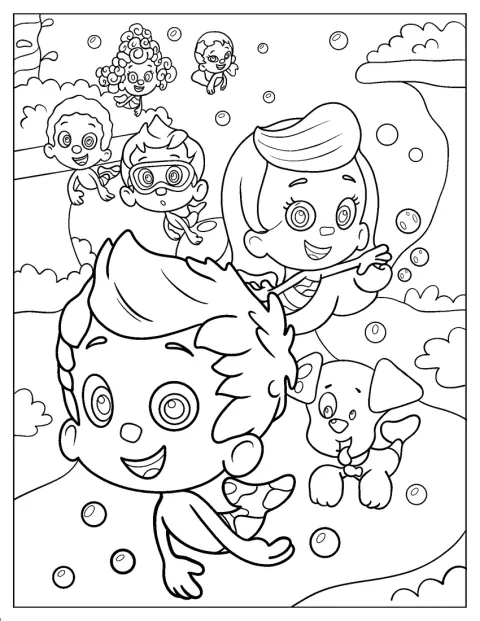 Vennerne fra Bubble Guppies leger sammen.