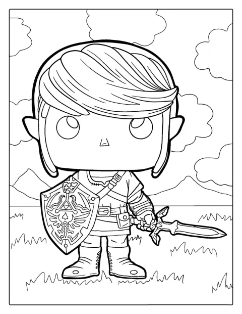 Link från Zelda visas som en liten Funko Pop-figur.