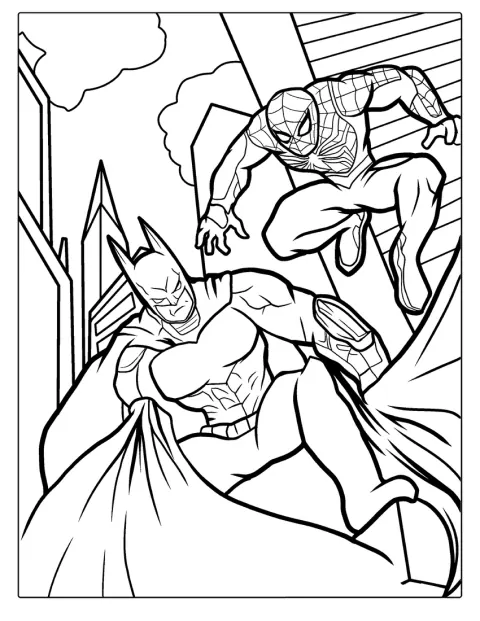 Pókember és Batman egymás mellett állnak.