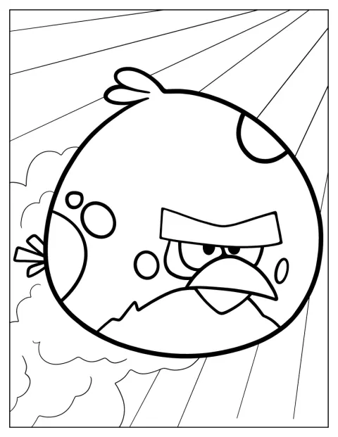 Terence, pasărea roșie din Angry Birds, privește înainte.