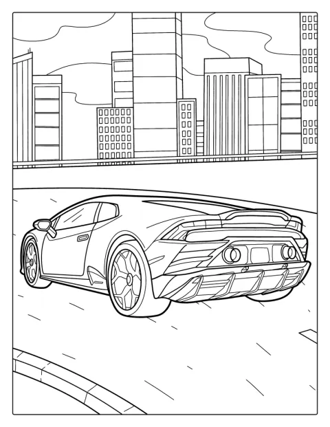 Lamborghini Aventador On Highway Coloring Sheet