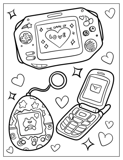 Eine Tamagotchi-Spielkonsole ist abgebildet.