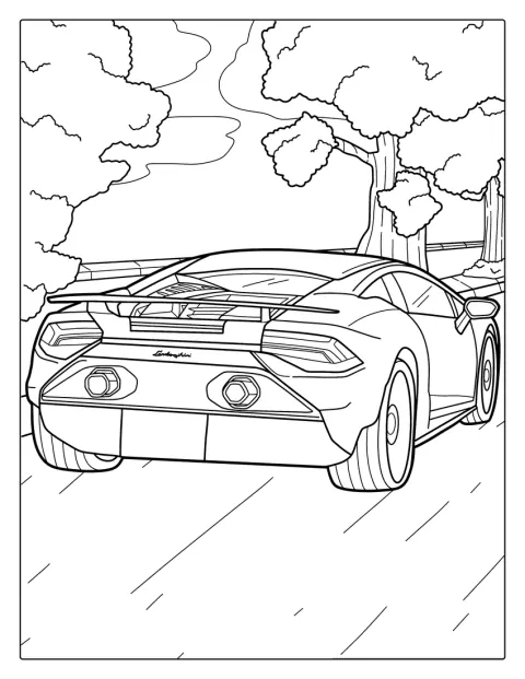 La vue arrière d’une Lamborghini Aventador révèle ses feux et son aileron.