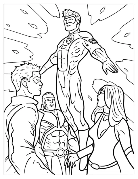 Kyle Rayner leijuu ilmassa Green Lanternin asussa.