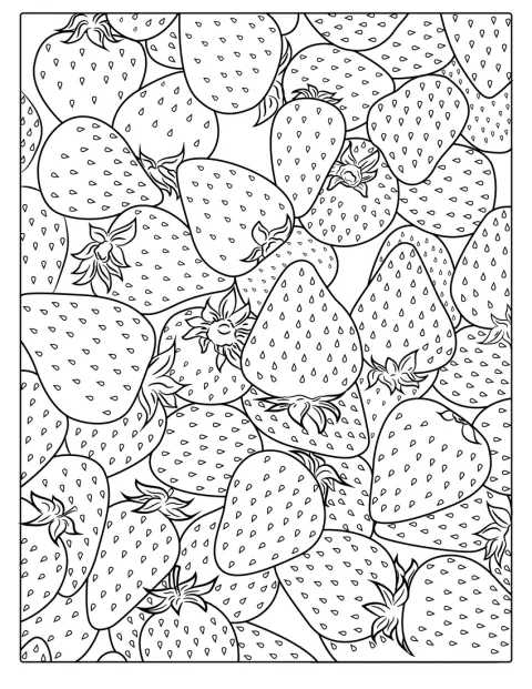 Ein Bund Erdbeeren ist mit vielen Einzelheiten gezeichnet.