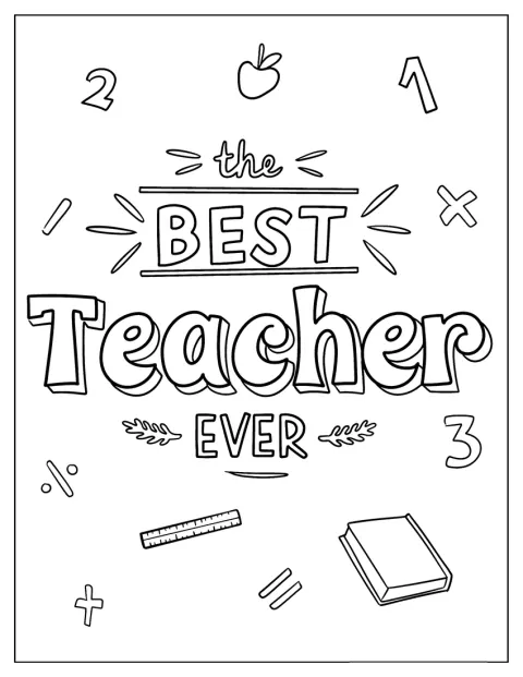 Inscripția „Cel mai bun învățător din lume” este scrisă cu litere mari.