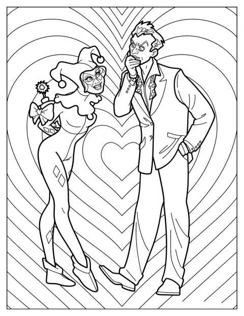 Coringa e Arlequina surgem juntos numa ilustração da DC Comics.