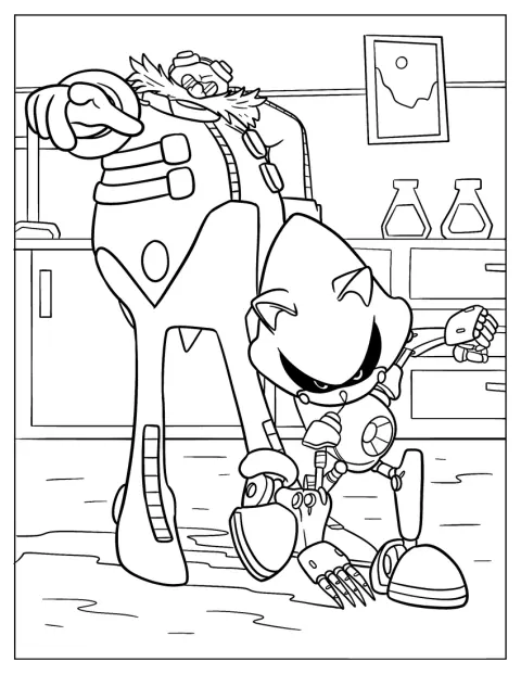 Doctor Eggman se tient à côté de Metal Sonic.