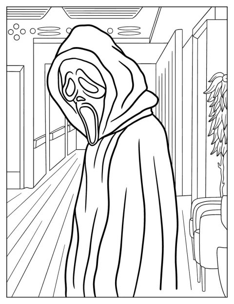 Ghostface, le tueur de Scream, apparaît dans une scène angoissante.
