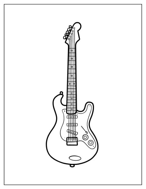 Una guitarra eléctrica se muestra de perfil, sin otros objetos alrededor.