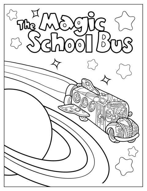 Magic School Bus Coloring Page In Outer Space